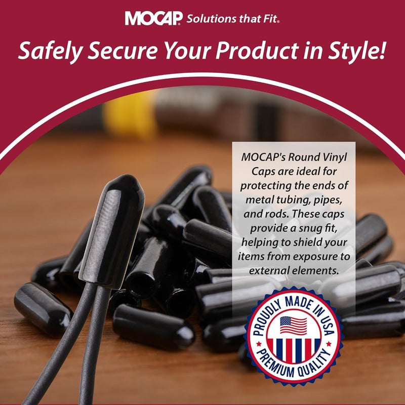 MOCAP Round Vinyl Plastic Caps – Small Cap Kit (1/16", 1/8", 3/16", 1/4", 5/16", 3/8") | Durable, Flexible Vinyl for Thread Protection, End Caps, & Surface Finishing - 10 Units Each Size - Image 2